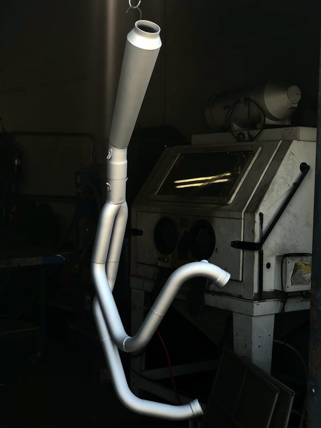 Exhaust pipe powder coated white