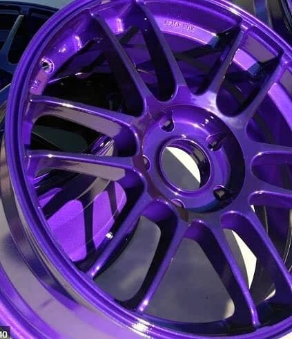 Purple powder-coated wheel