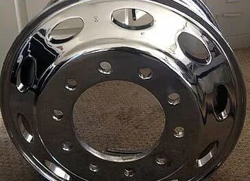 The same truck rim after polishing: mirror finish